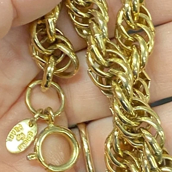 Vintage Erwin Pearl Signed Goldtone Braided Spiral Chunky Chain Necklace 24” - Picture 2 of 6